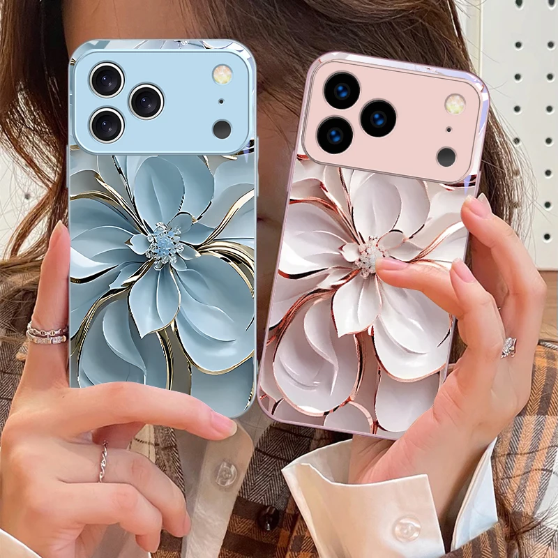 Elegant purple flowers For iPhone 17 Air 16 E 15 14 13 Plus 12 mini 11 17 Pro Max XR Xs Max 16E 7 8 Tempered Glass Phone Case - view 2