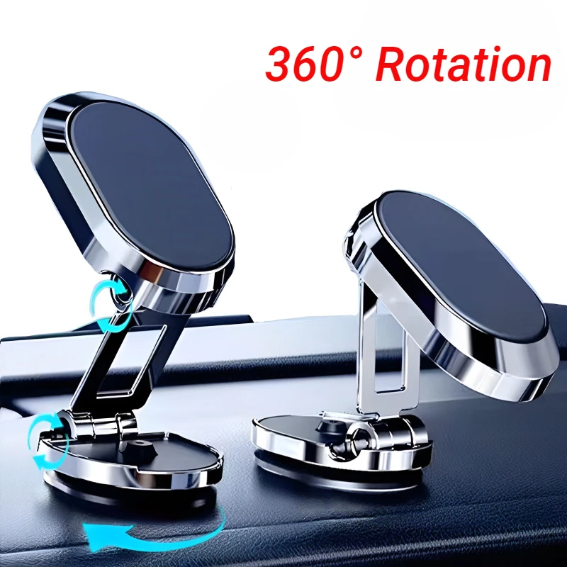 Magnetic Car Phone Holder Folding Strong Magnet Mount Mobile Phone Metal Stand GPS Support for IPhone 14 13 12 Xiaomi Samsung