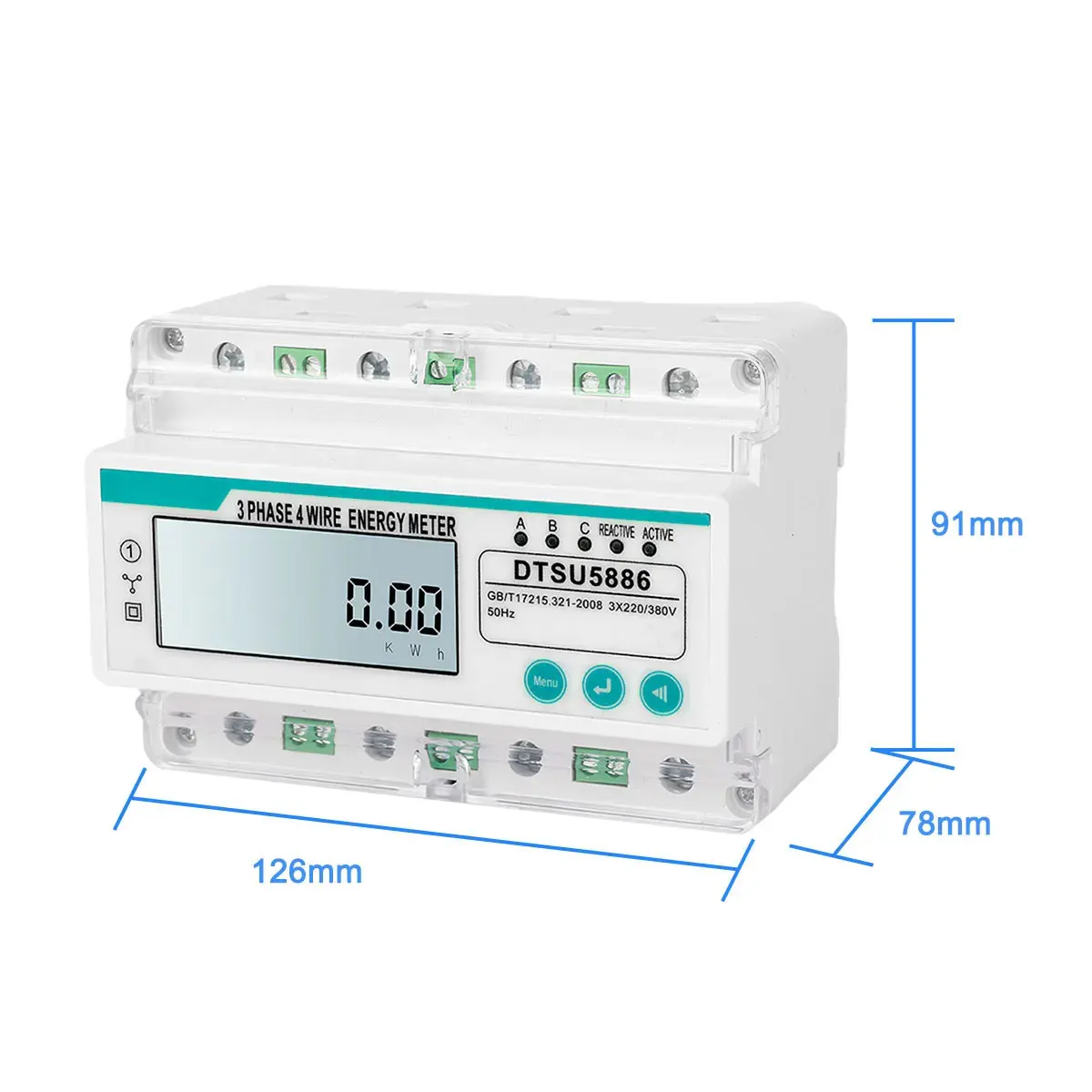 3*220/380V 5-100A 50/60HZ inteligentne życie 7P Din Rail trójfazowy czteroprzewodowy kompaktowy licznik energii miernik mocy z RS485 do użytku