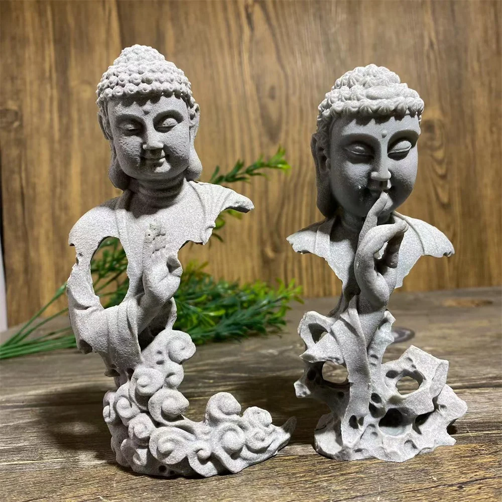 Crystal Bluestone  Carving Stone Buddha Sculpture Energy Healing Polishing Reiki Geode Home Decoration