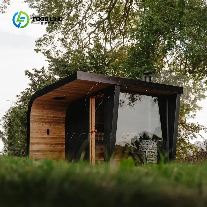 Customized 2026 Wholesale Modern Outdoor Large Sauna Design Indoor- Outdoor Wooden Dry Sauna With Shower Combo Cabin for Sale
