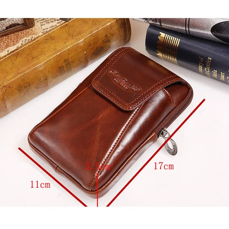 High Quality Genuine Leather Vintage Men Hip Bum Belt Purse Fanny Pack Waist Bag Pouch Cell Mobile Phone Pocket Cigarette Case