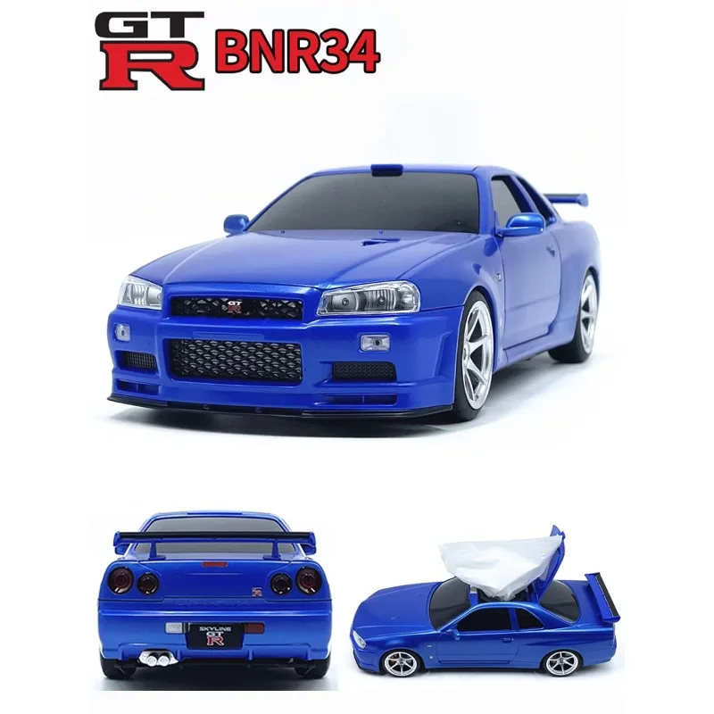 1:16 Scale Nissan Nissan GTR Sports Car R34 Resin Car Model with Paper Box Function Collectible Ornaments