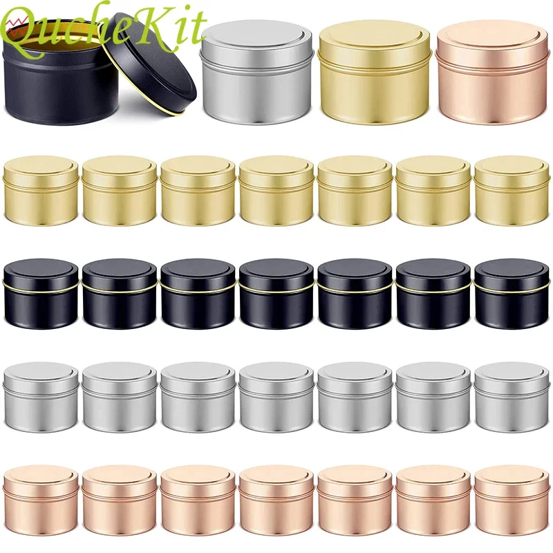 

16Pcs 8oz Black Candle Tin Jars With Lid Round Metal Tin Box DIY Making Candle Candy Cake Gift Box Face Cream Cosmetic Container