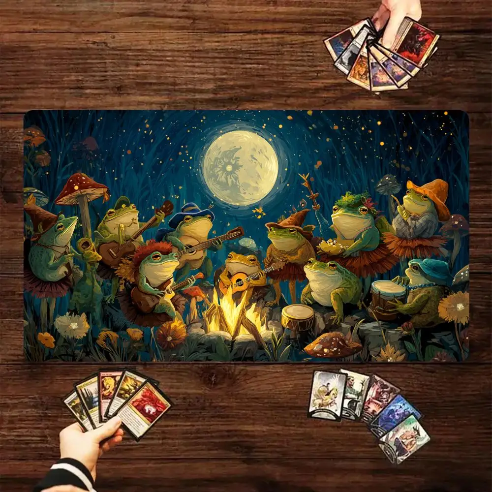 Lively and Romantic Frog Party TCG Playmat Magic Card Battle Mat 35X60CM Gathering Gaming Mats Tapete Magic Mat Card Pad