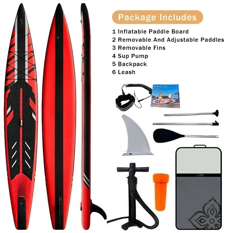 14FT Inflatable Race SUP Board, New Design Touring Racing Stand Up Paddle Board for Ocean & Lake