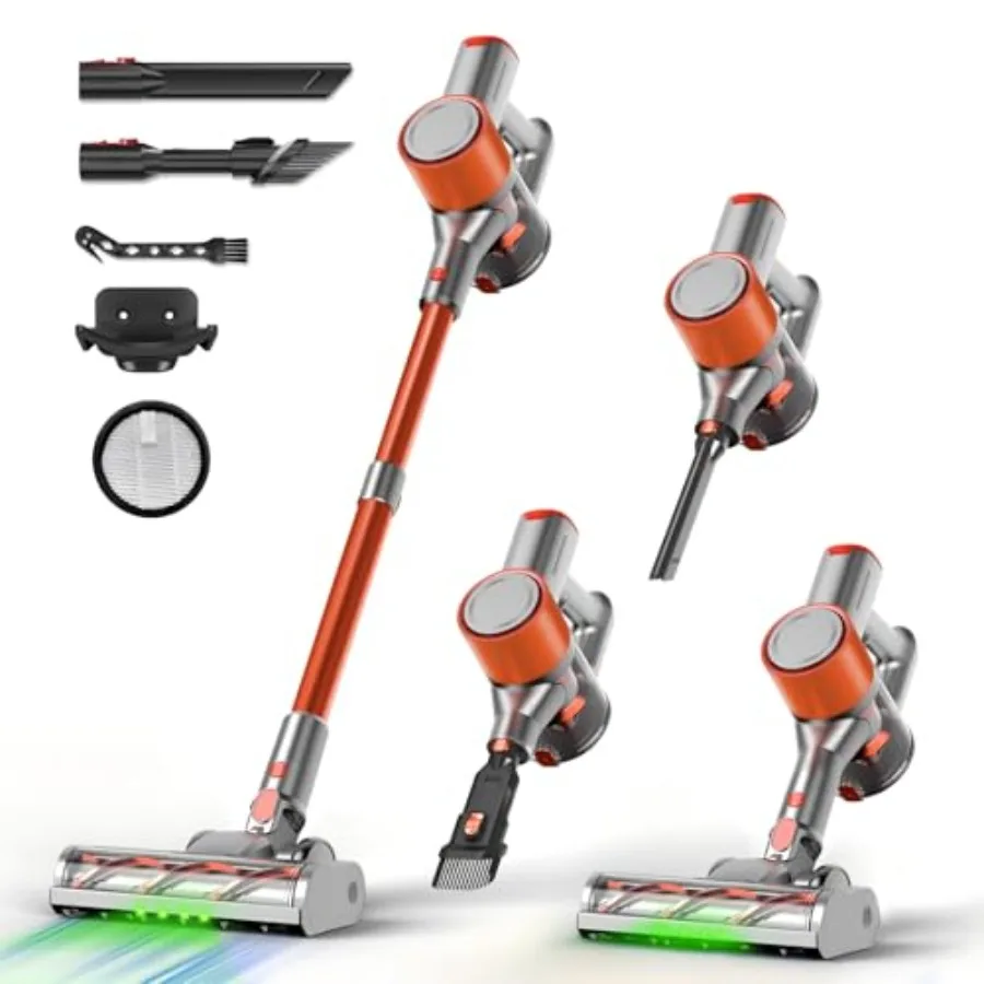 Stick Cordless Vacuum Cleaner - Lightweight Handheld Vacuum with Self Standing Removable Battery with 45min Running Time Anti-t