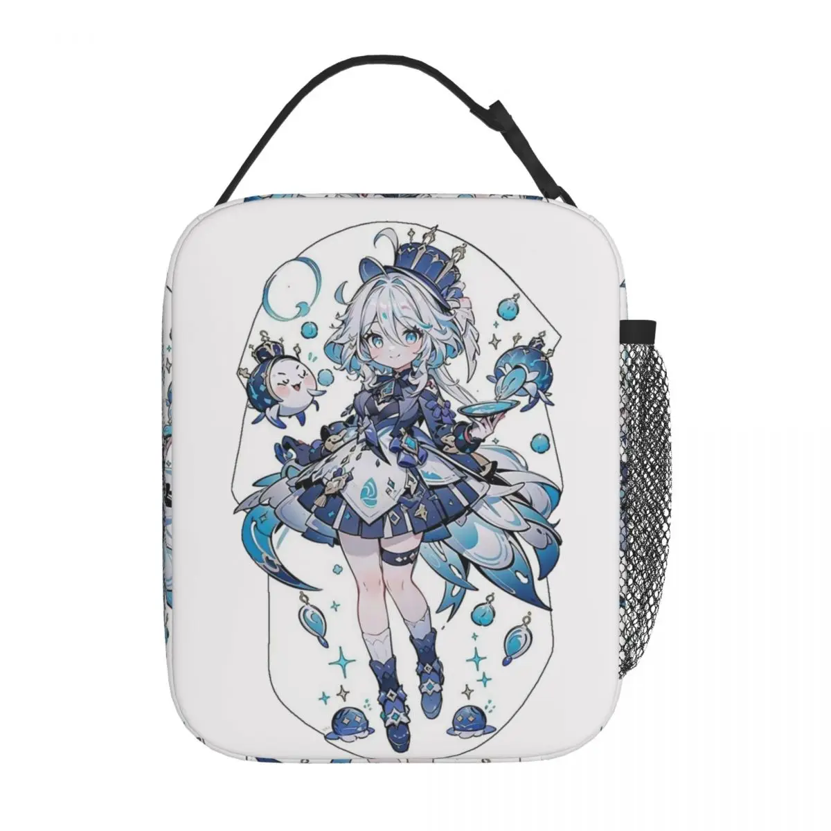 Genshin Impact Furina Gaming Game Lover Thermal Insulated Lunch Bag for School Portable Bento Box Thermal Cooler Food Box