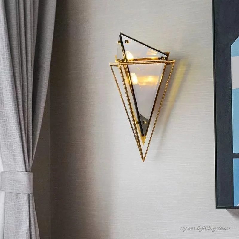 Nordic Postmodern Led Wall Lamp Creative Living Room Hallway Bedroom Bedside Lamp Background Coffee Shop Diamond Wall Lamp