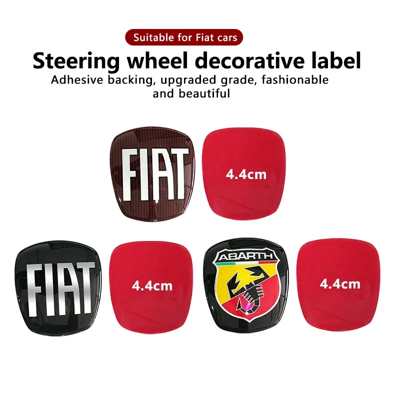 1pcs 3D 44mm car Emblem Steering Wheel Center Badge sticker Decal Styling Auto accessories For FIAT 500 Ducato Panda Grande Tipo