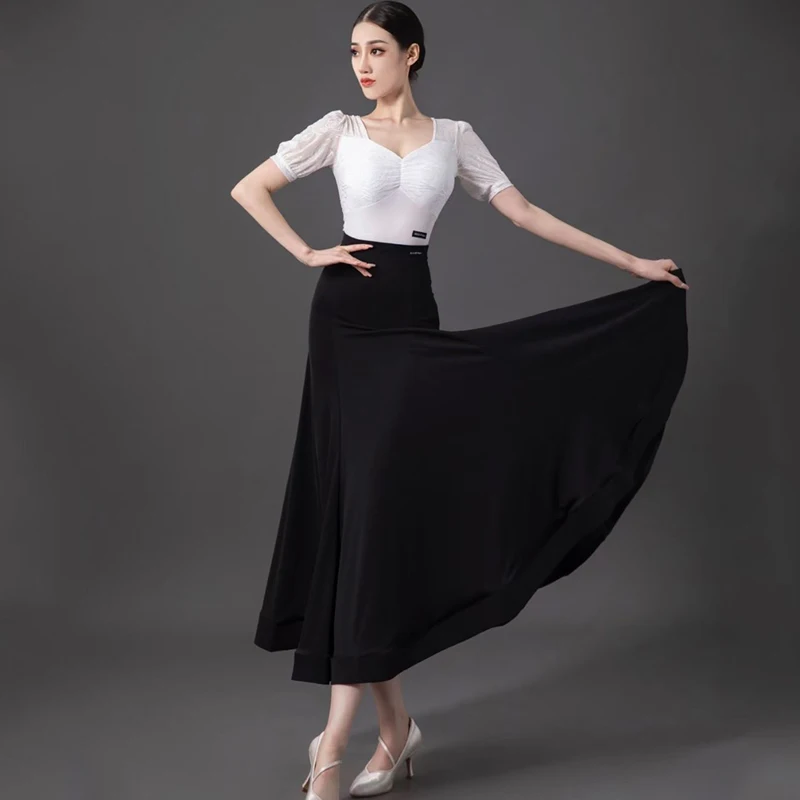 2023 Ballroom Dance Clothing For Women Modern Dance Top Fish Bone Half Skirt Split Set Waltz Latin Performance Dress DQS13644