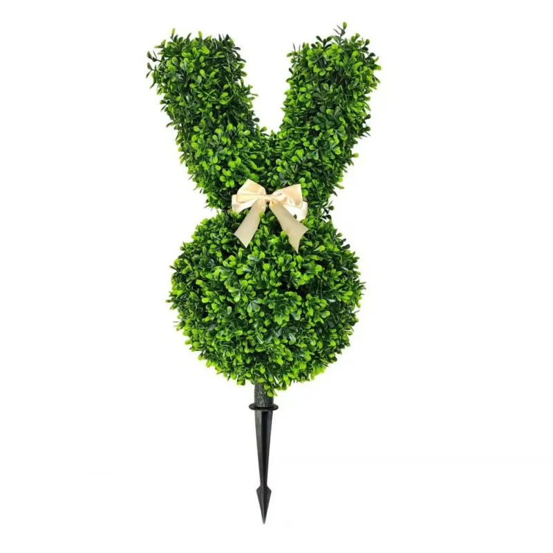 

Artificial Bunny Topiary Green Easter Rabbit Topiary Tree Faux Greenery Bunny Plant for Easter Easter Porch Patio Faux Tree