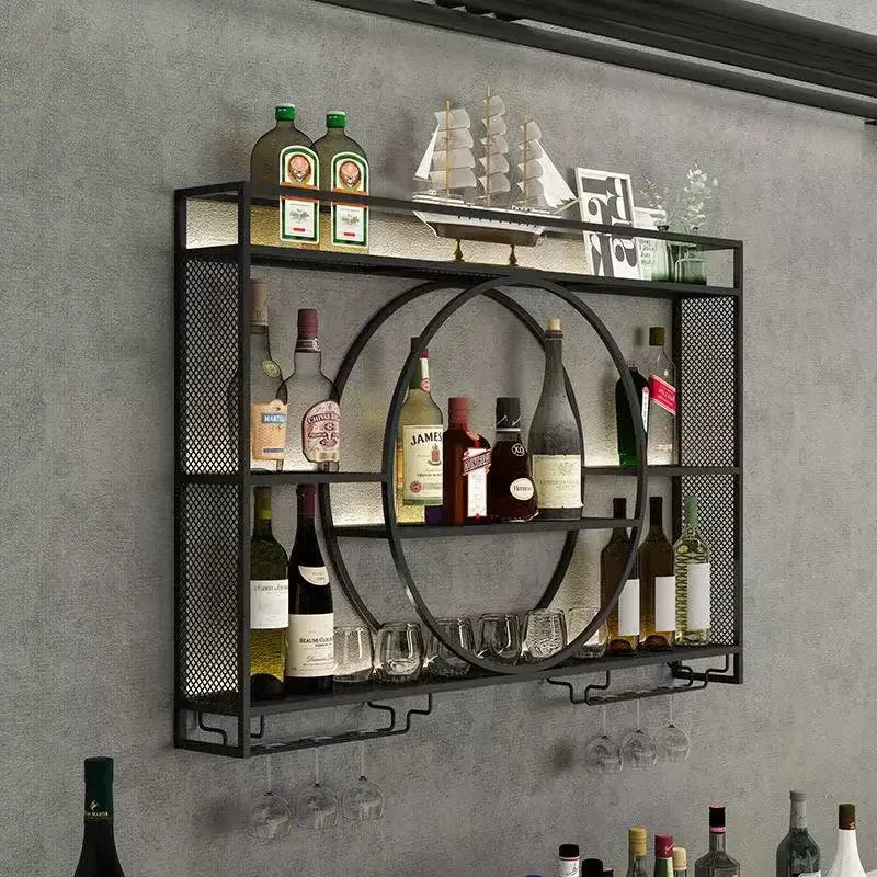 

Shelf Whisky Wine Cabinets Industrial Modern Club Liquor Salon Wine Cabinets Storage Metal Buffet Stojak Na Wino Bar Furniture