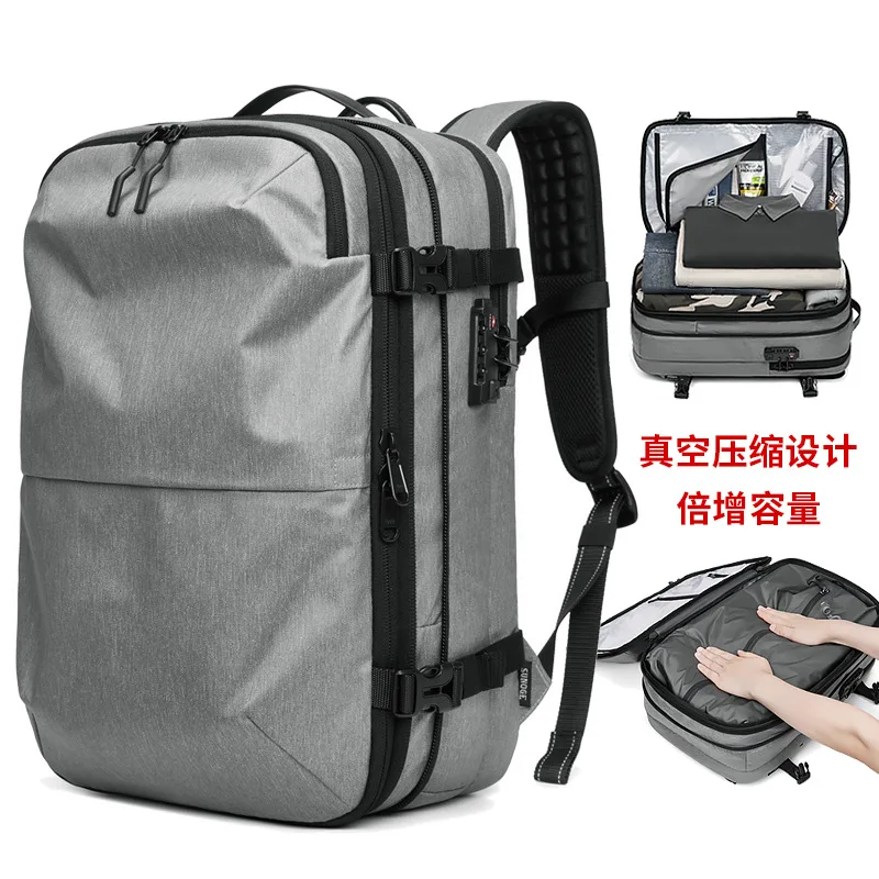 Travel Men 17 Inch Laptop Backpack Vacuum Compression Backpack Outdoor Expand Backpack Business Large Capacity School Backpack