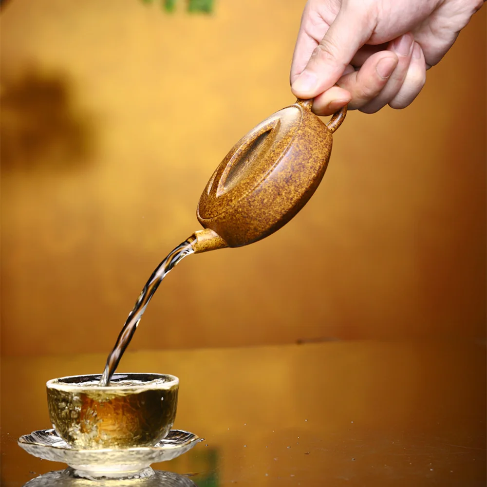 Yixing Handmade Purple Clay Pot with Old and Rotten Bottom Trough, Qingshang Shanruoshui Kung Fu Tea Set, Chinese Tea Pot, 130ml