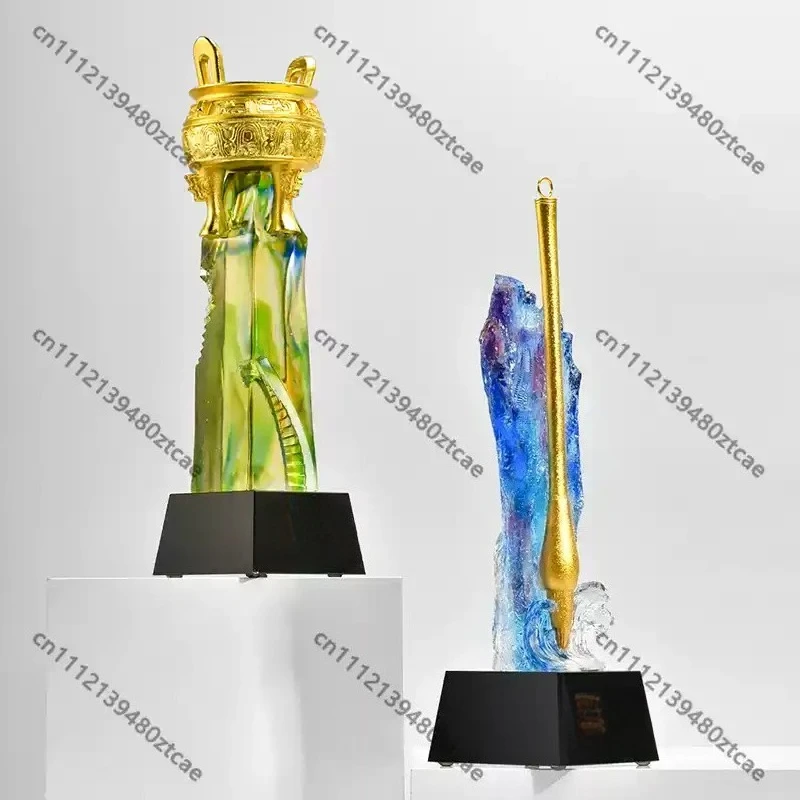 Custom Creative Glass Trophy Commemorative Medal Annual Meeting Excellent Employee Retirement Anniversary Award Gift