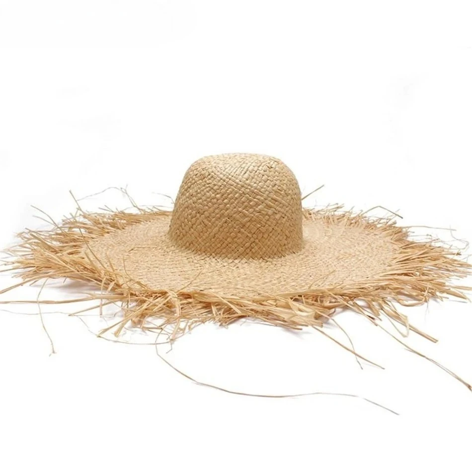 Natural Straw Sun Hat Wide Brim Women Summer Ladies Raffia Straw Hat Fringe Fashion Women'S Beach Hats Gorra Hombre New Design
