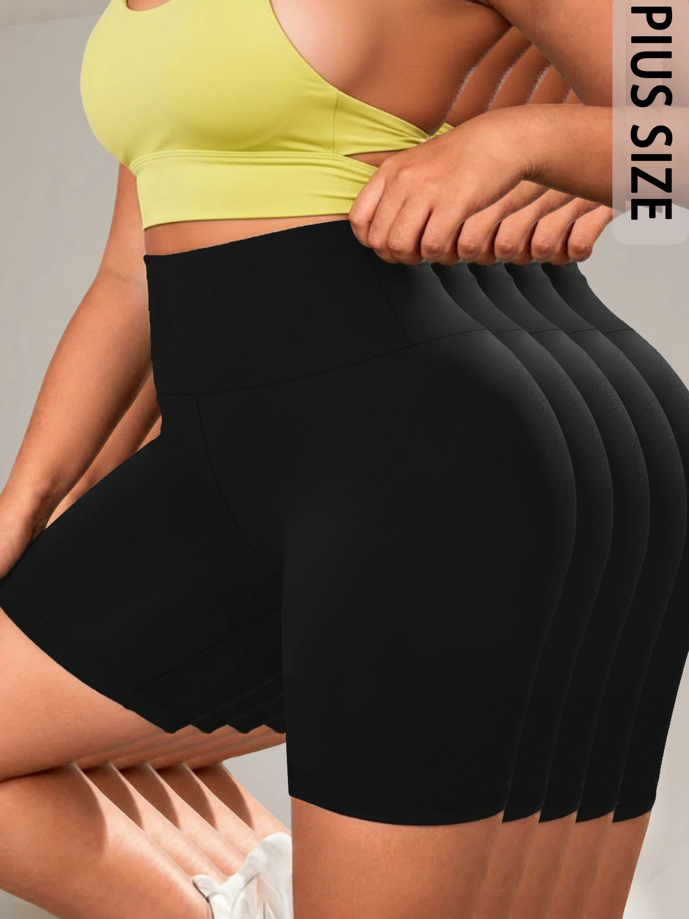 

Plus Size 5 Pack Biker shorts for Women, High Waisted Super soft Workout Yoga Athletic Shorts Running