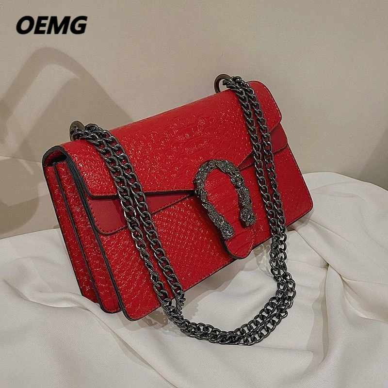

2025 Designer Crocodile Print Bag – Luxury Chain Shoulder, High-Quality Large Capacity, Fashionable Women's Crossbody Handbag
