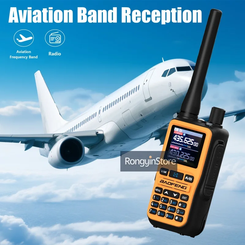 Baofeng UV 5R Mini 5W Walkie Talkie Orange Bluetooth AM FM Compact Mini Two Way CB Radio with Free High Gain Antenna Pocket-Size