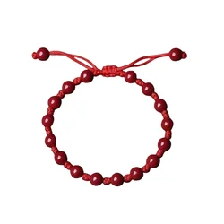 Customized Natural Red Cinnabar 6mm Beads Bracelet Jade Round Hand Weaving Jewellery Fashion Man Woman Luck Amulet New