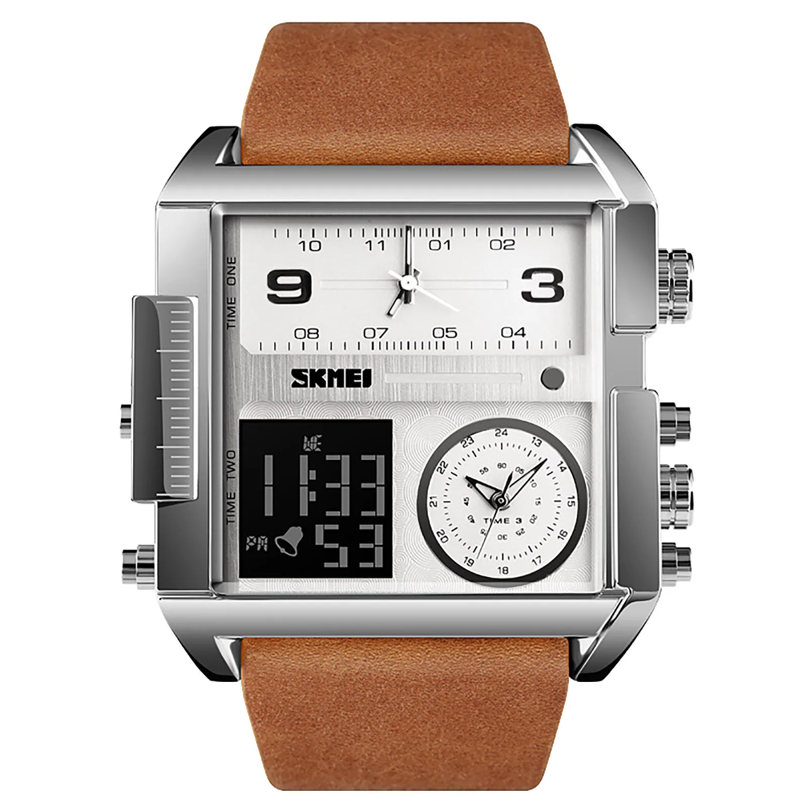 Luxury Man Wristwatch Rectangle Waterproof Luminous Day Week Men Watch Digital Multifunction Men\'s Watches Quartz Reloj