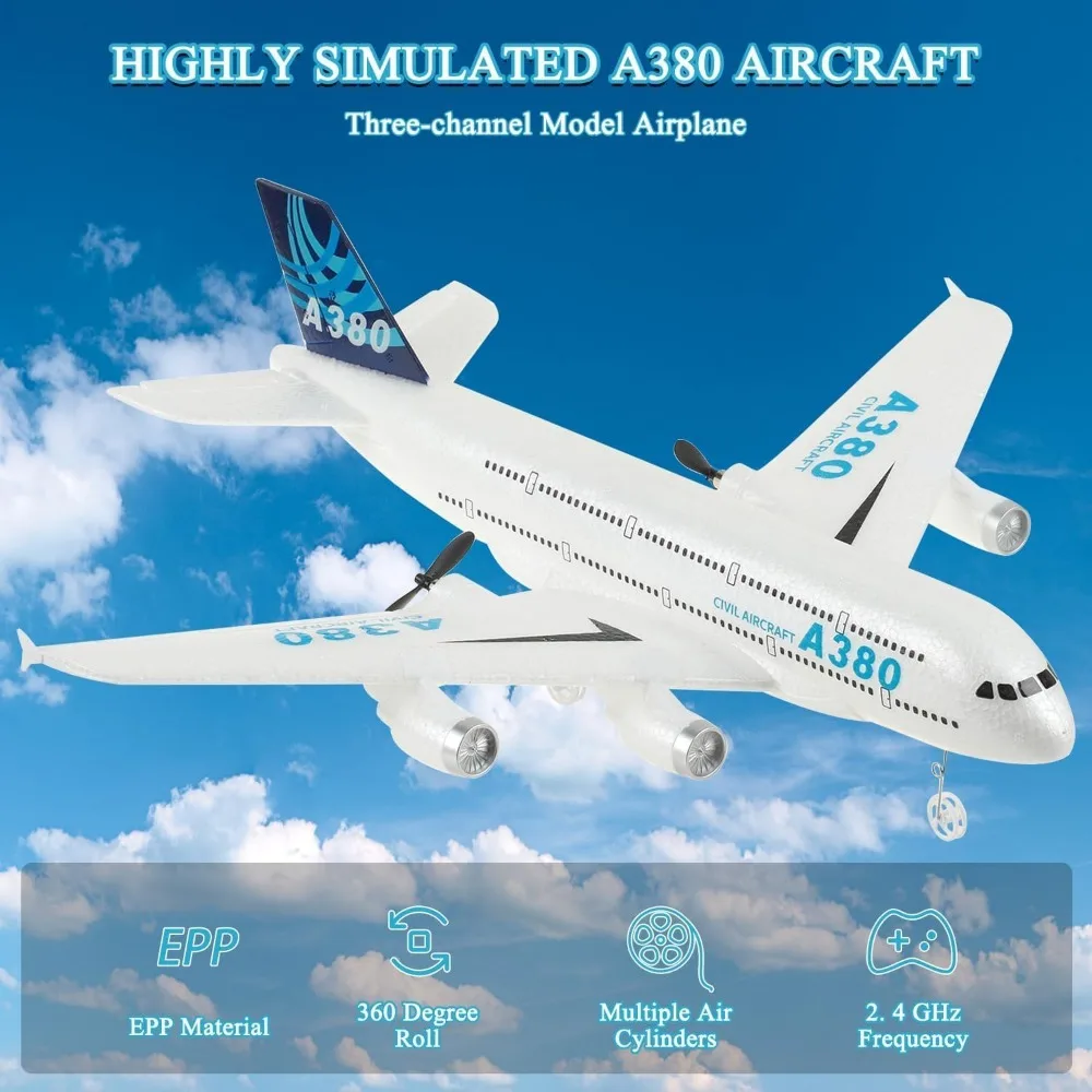 Avión RC con giroscopio de 3 ejes listo para volar con control de 2 canales de 2,4 GHz y construcción duradera de poliestireno EPP