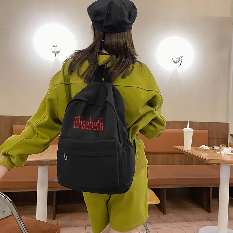 Grande Capacidade Mochila Estudantil de Nylon, Mochilas escolares personalizadas, Bordado com Nome Personalizado, Sacos de Viagem para Adultos e Crianças, Novo