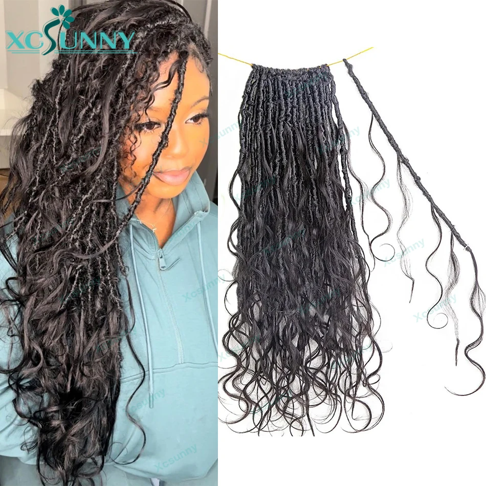 Body Wave Pre Looped Crochet Boho Locs With Human Hair Curls Knotless Braid Goddess Locs Crochet Hair With Human Hair Curly Ends