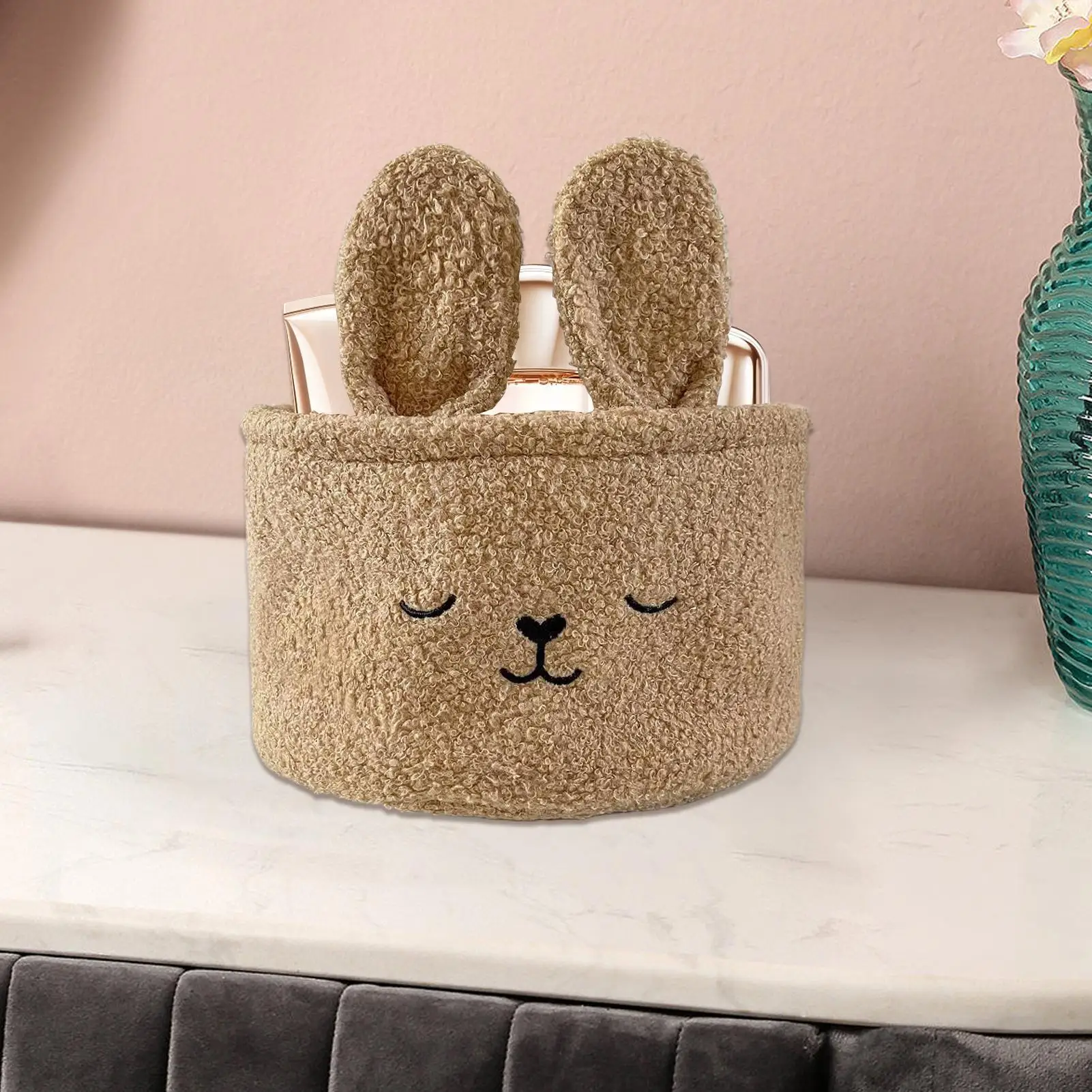 

Storage Basket Basket Storage Bins for Shelves Space-Saving Cute Rabbit Organizer Bin for Nursery Room Bedroom Living Room