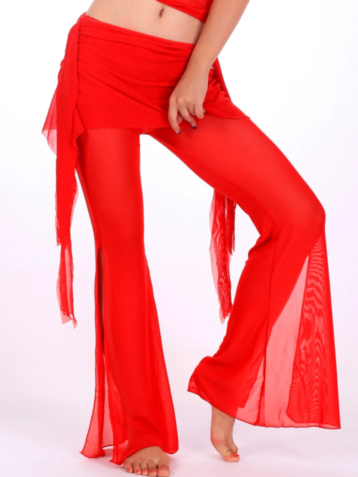 

Belly Dance Performance Outfit Square Dance Skirt Pants Two-Piece Set Women's Side Slit Trousers Hip Towel Waist Skirt