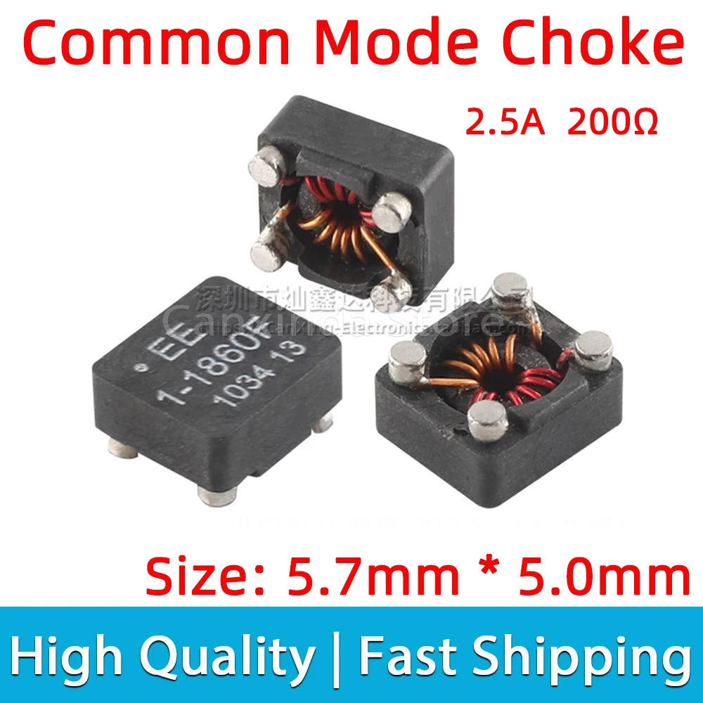 

5pcs SMT SMD Common Mode Choke Inductor 2.5A Impedance 200Ω Magnetic Ring Core Coil Filter EE 1-1860F