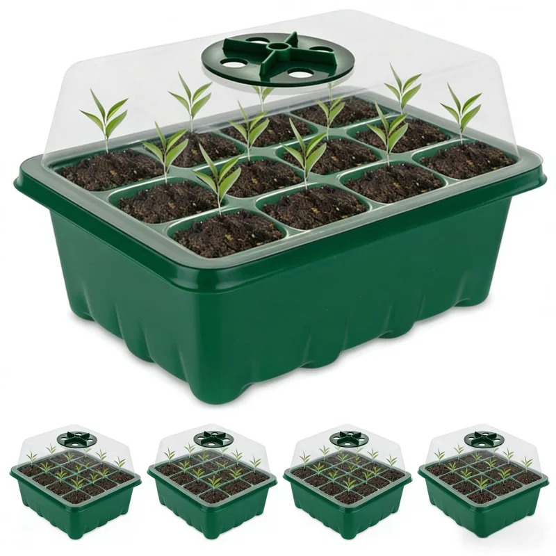 

Коробка для рассады, 5 штук в упаковке, 12 дышащих войлочных горшков для рассады с крышкой, инструмент для выращивания овощей на балконе, садовый инструмент для посадки на открытом воздухе