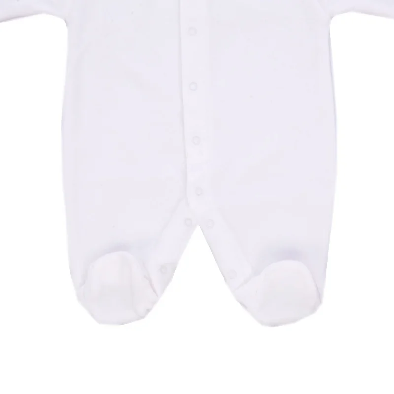 Elegant White Baby Girl Footed Romper Long Sleeve Newborn Coming Home Outfit with Hat Mittens Custom Name Gift 0-9 Months