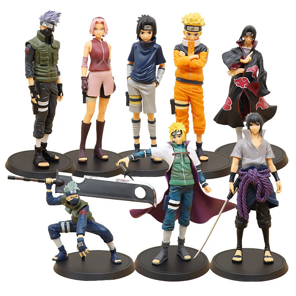 Figurine de dessin animé Bandai Naruto, 20cm, Shippuden Uchiha Sasuke Hatake Kakashi Namikaze Minato, Collection de figurines d'action, modèles de jouets cadeaux