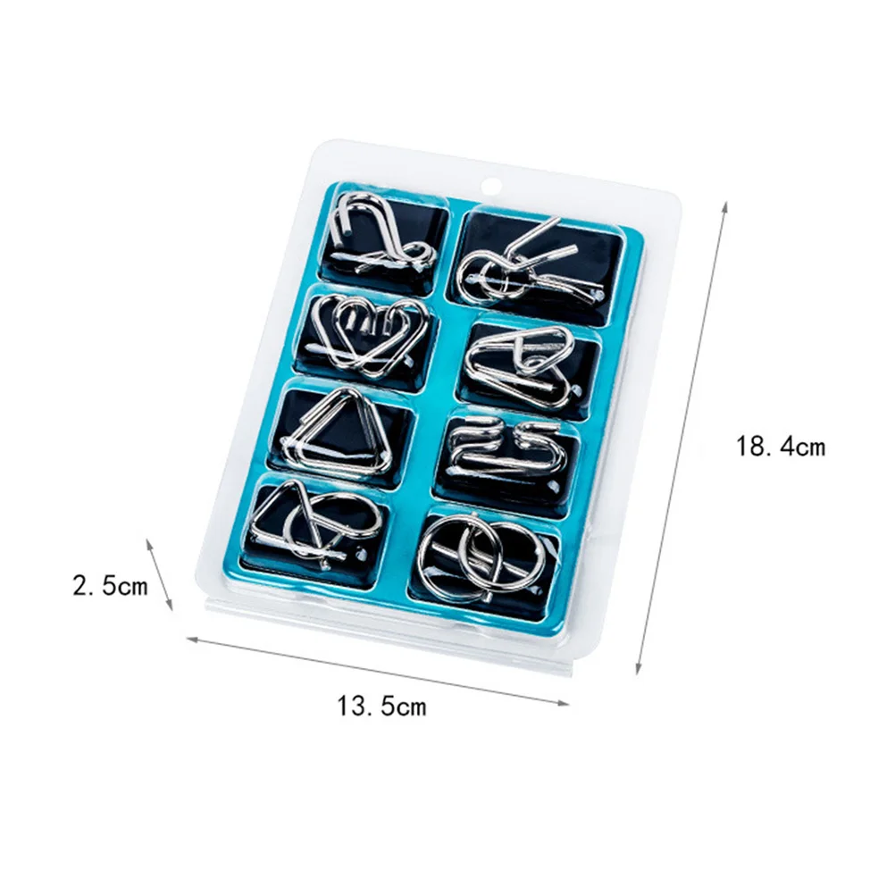 

16 Pieces Iq Brain Puzzle Ring Set Metal Game Creative Thinking Intelligence Test for Adults Brain Puzzle Set