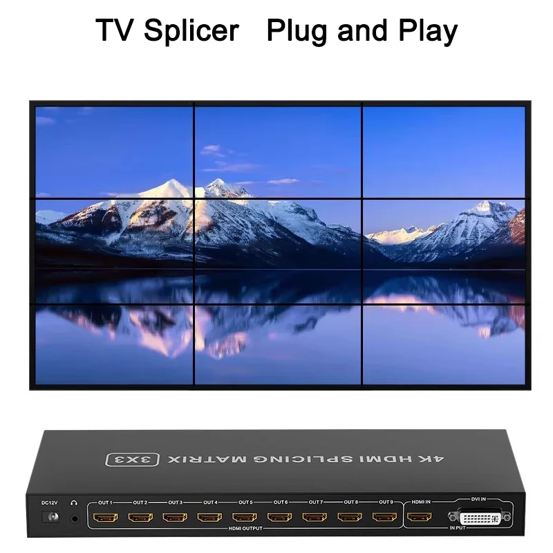 

4K HDMI Splicing Matrix 3x3 HDMI Video Wall Controller 2x2 2X3 1x3 Multi Screen Monitor Splicing Processor 9 Units TV Splicer