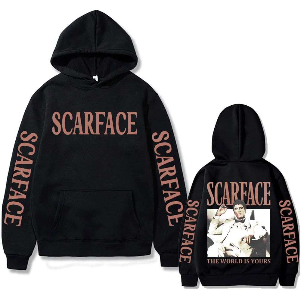 

Movie Scarface The World Is Yours Hoodie Classic Vintage Al Pacino Tony Montana Print Hoodies Men's Fashion Oversized Sweatshirt