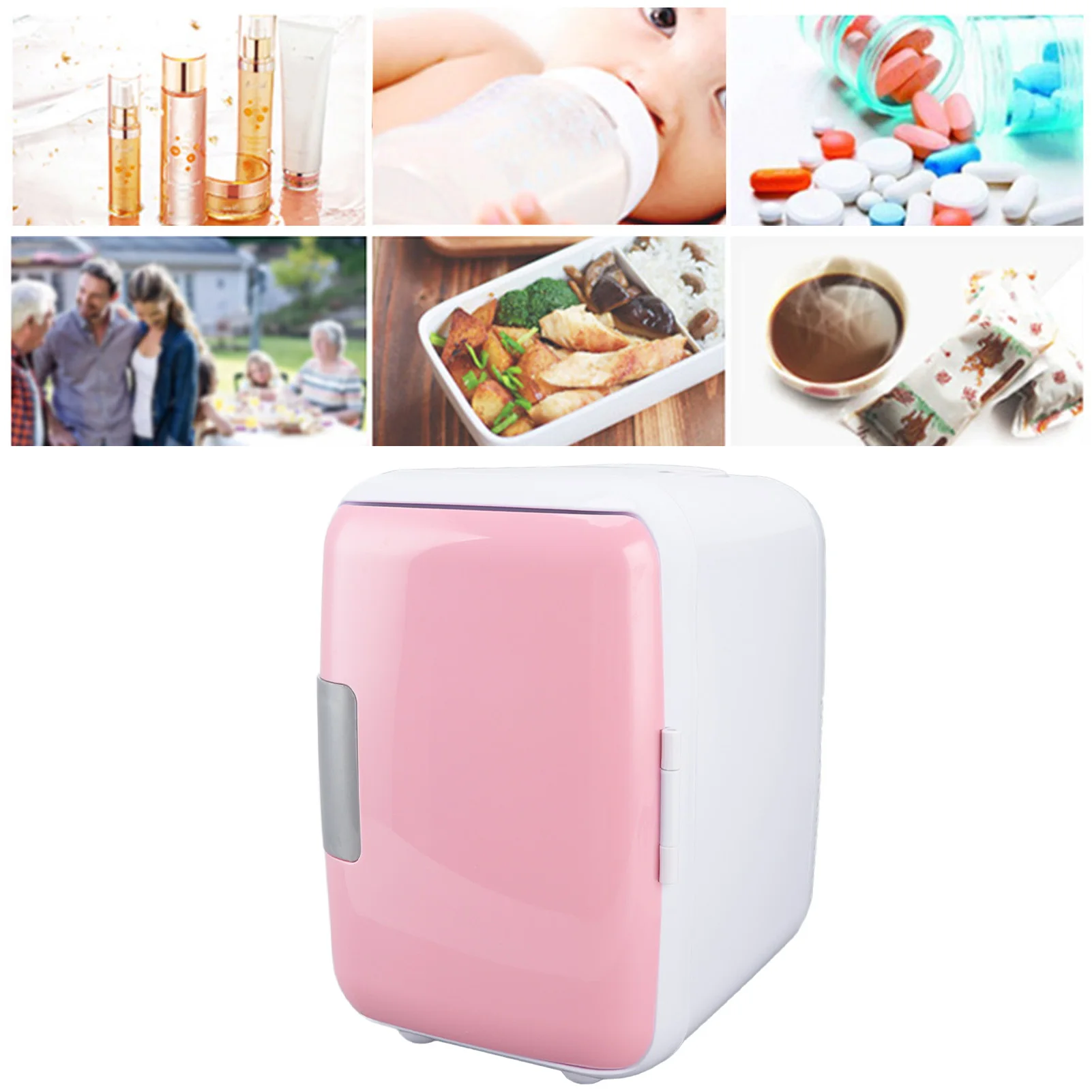 Car Fridge 4 Liters  ABS Cosmetic Storage Detachable Partition Portable Mini Fridge for Food Cosmetic Car Portable Fridge