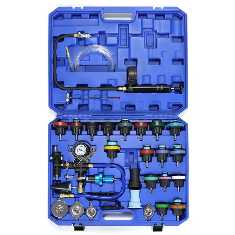

Customized 33PCS Water Tank Leak Detector Radiator Pressure Tester Kit Auto Engine Analyzer
