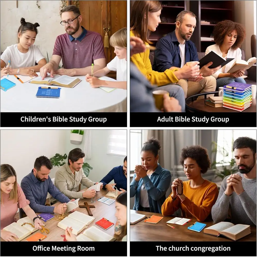 Bulk 56-Set Multicolor Christian Prayer Journals: Small Spiral Notebooks & Pens for Church, Inspirational Gifts, and Bible Studi