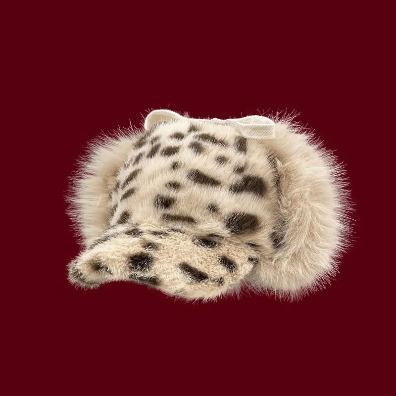 

Новая персонализированная плюшевая летная шапка с леопардовым принтом для защиты ушей для мужчин и женщин, теплые зимние уличные велосипедные лыжные шапки-бомберы