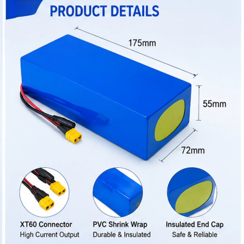 48V 20Ah 18650 Li-ion Rechargeable Battery Pack XT60 Connector for E-bike Scooter Electric Vehicle Outdoor lithium battery pack