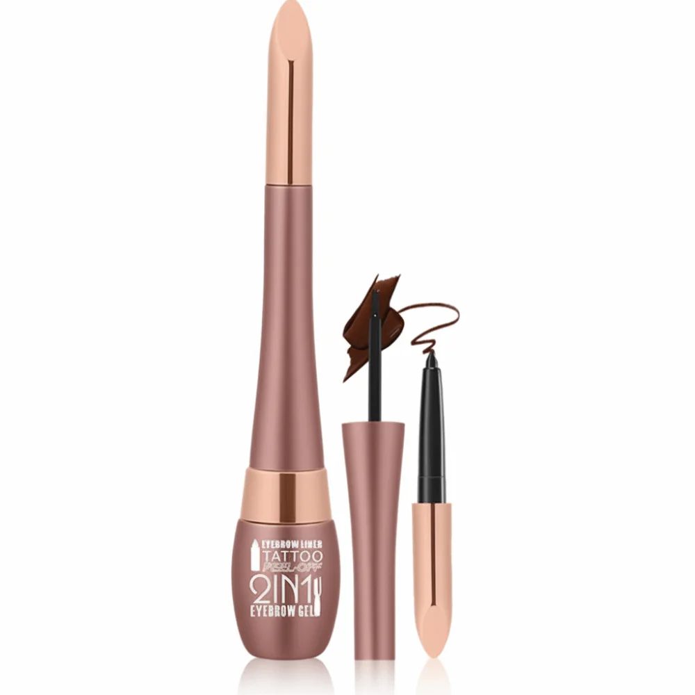 Impermeabile Tattoo Peel Off Brow Gel Matita per sopracciglia Set Duraturo a prova di sbavature Tattoo Peel Off Penna per sopracciglia Sopracciglia selvagge Aspetto naturale