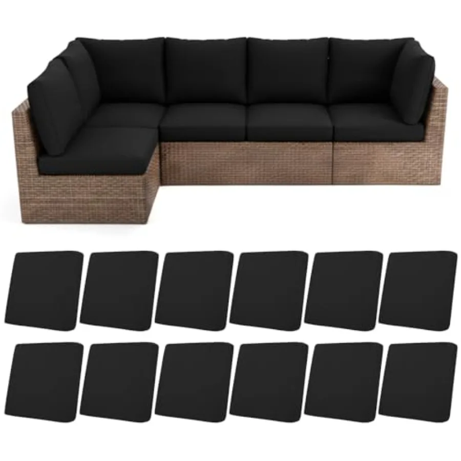 

HEBE Stretch Patio Cushion Covers Set 12pcsWaterproof Outdoor Couch Covers Replacement Washable Reusable Seat Cushion Slipcover