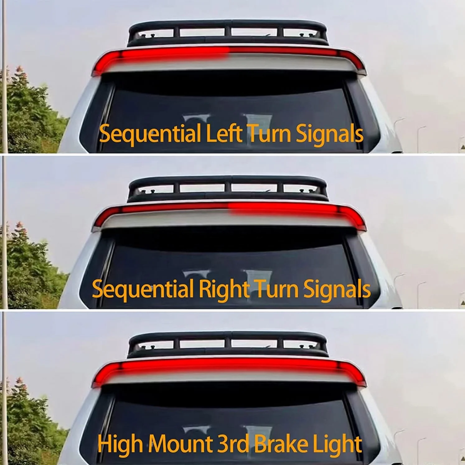 Gobison Rear Roof Spoiler For 2010-2022 Toyota 4Runner Rear Spoiler High-Position Brake Lights Turn Signals