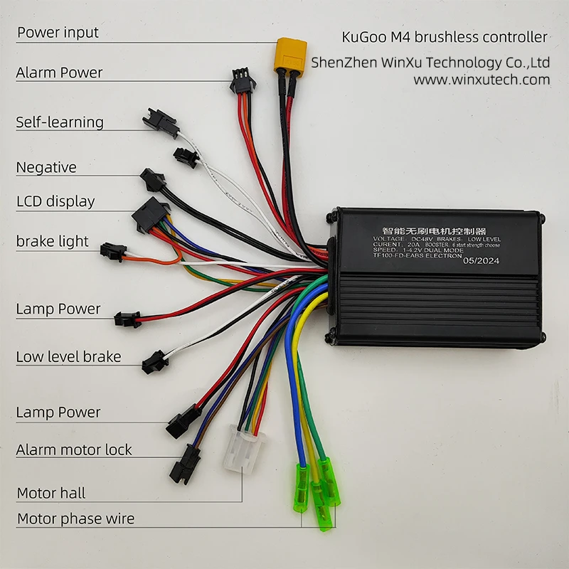 Controlador Universal de onda sinusoidal de Motor sin escobillas, 48V, 20A, 500W, TF-100, pantalla LCD TF100, Kit de acelerador para patinete eléctrico kugoo M4