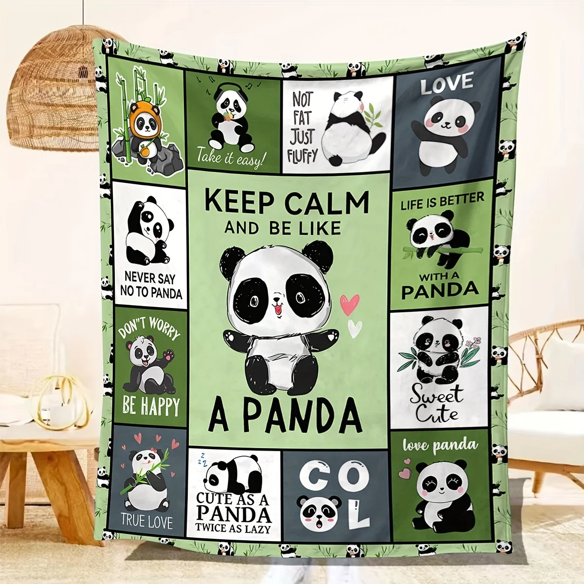 Cute Panda Collage Blanket - Soft, Cozy, Stylish Decor for Ultimate Home Comfort and Ideal Gift for Panda Lovers