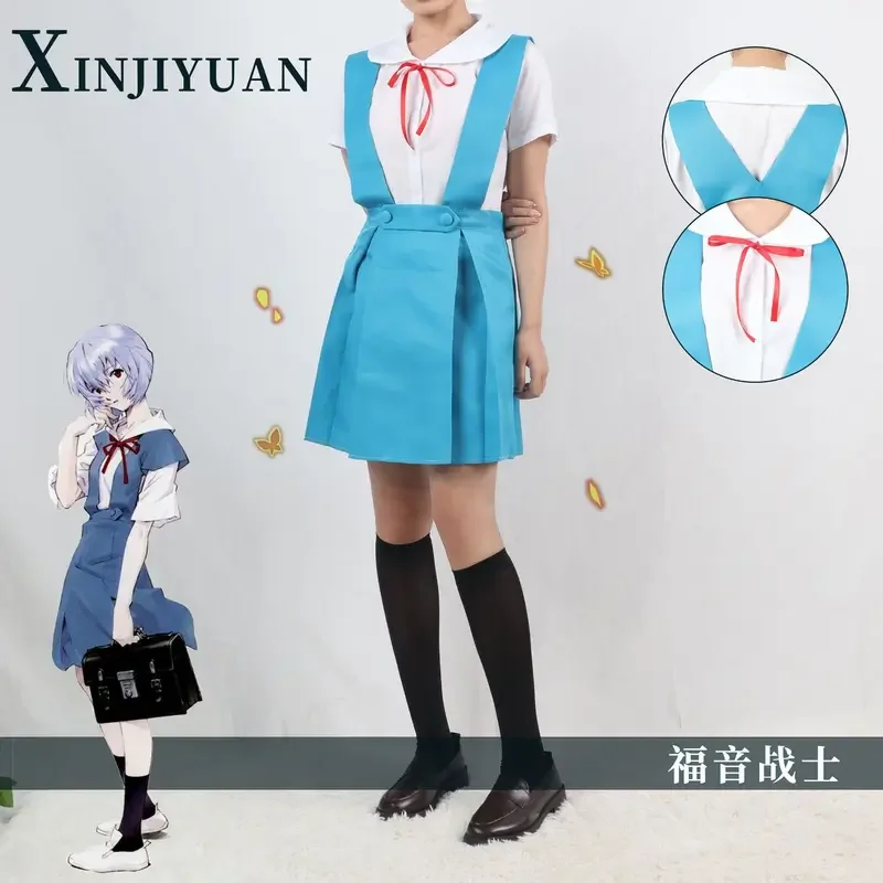 Rei Ayanami Cosplay Costume Asuka Langley Soryu Cosplay Girl Women School Uniform Dresses Wig Hair Clips Halloween Loli Clothes