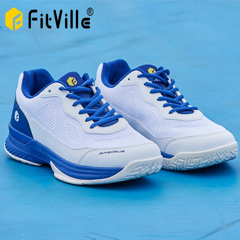 FitVille Herren-Tennisschuhe mit breiter Breite, professionelle Trainings-Sneaker, atmungsaktiv, rutschfest, für Schläger, Sport, Fußgewölbeunterstützung